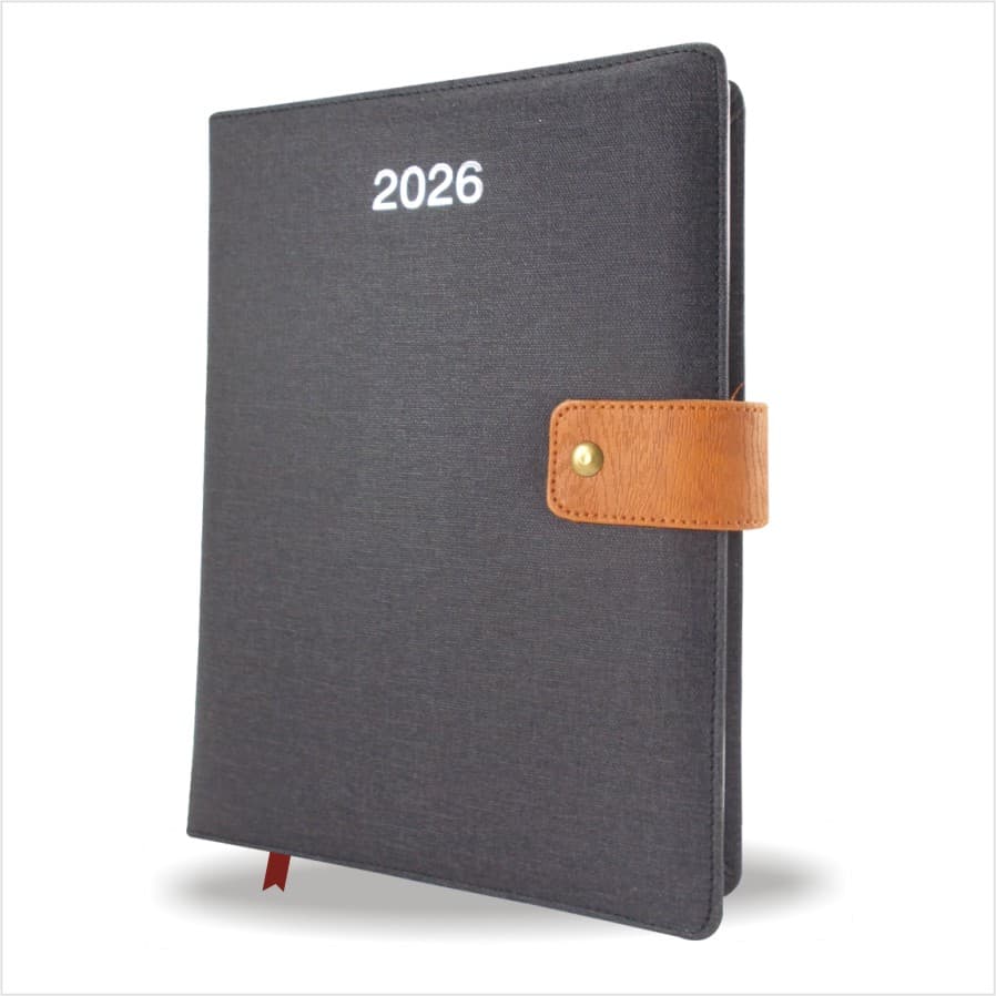 Grey Alder Textured Leather Diary 2026